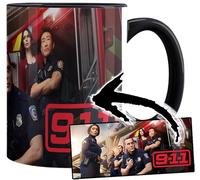 9-1-1 911 Angela Bassett Jennifer Love Hewitt Peter Krause Kenneth Choi Taza Interior y Asa Negra Ceramica Mug