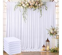 9,1 m x 2,4 m, Fondo Blanco sin Arrugas, para Bodas, Fiestas, 6 Paneles de 1,5 x 3 m, poliéster Suave y Sedoso, Fondo de fotografía Blanco, Cortinas, Tela para cumpleaños, Navidad, telón de Fondo