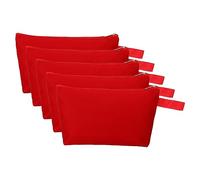 9,1 x 5,1 kits de maquillaje de lona con correa, paquete de 5 kits de lápices versátiles, kits de maquillaje con cremallera, bolsa de almacenamiento de aseo de viaje, organizador, rojo, 9,1 x 5,1"