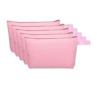 9,1 x 5,1 kits de maquillaje de lona con correa, paquete de 5 kits de lápices versátiles, kits de maquillaje con cremallera, bolsa de almacenamiento de aseo de viaje, organizador, rosa, 12,2x7,5"