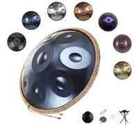 9/10/12 Notas 432/440Hz Handpan Drum, Tambor de Acero Hand Tuning de 22 Pulgadas en Re menor, Ideal para Principiantes, con Soporte, Bolsa y Paño(Azul,440Hz/9Note)