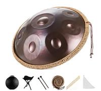 9/10/12 Notas Tambor de Lengüetas de Acero, Tambor de Mano 22 Pulgadas Instrumento de Percusión, Clásico en Re Menor Genera Meditación, para Educación Musical, Yoga y Entretenimiento-Brown||10 Note
