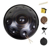 9/10/12 Notas Tambor De Mano - Tambores Handpan De 22 Pulgadas - Instrumento De Percusión Armónica De 432 Hz/440 Hz - Tambor De Lengua En Re Menor - Para Acampar, Meditar(Dark,10 Notes (440Hz))