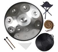 9/10/12 Notes Handpan Drum in D Minor, 22 Inch Steel Hand Pan Drum with Soft Bag, Tripod Stand, Mallets- Healing Percussion Instrument for Meditation Yoga Music Lovers(Silver,440HZ/12Note)