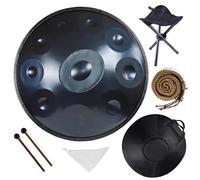 9/10/12 Notes Handpan Drum in D Minor, 22 Inch Steel Hand Pan Drum with Soft Bag, Tripod Stand, Mallets- Healing Percussion Instrument for Meditation Yoga Music Lovers(Blue,432HZ/10Note)