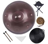 9/10/12 Notes Handpan Drum in D Minor, 22 Inch Steel Hand Pan Drum with Soft Bag, Tripod Stand, Mallets- Healing Percussion Instrument for Meditation Yoga Music Lovers(Purple,440HZ/9Note)