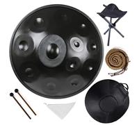 9/10/12 Notes Handpan Drum in D Minor, 22 Inch Steel Hand Pan Drum with Soft Bag, Tripod Stand, Mallets- Healing Percussion Instrument for Meditation Yoga Music Lovers(Black,432HZ/12Note)