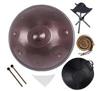 9/10/12 Notes Handpan Drum in D Minor, 22 Inch Steel Hand Pan Drum with Soft Bag, Tripod Stand, Mallets- Healing Percussion Instrument for Meditation Yoga Music Lovers(Purple,440HZ/10Note)