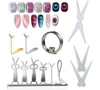 9/12-Piece Ring-Shaped Cat Eye Magnet Tool for Nails, Strong Rotating Hollow Circle Magnetic Nail Art Accessory, Wide Beam French Effect Design for Salon DIY Manicure (12-piece magnet set)