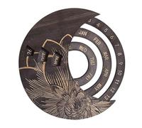 9.6 Inch Wooden Wall Calendar, Creative Perpetual Calendar, Reusable Rotatable Disk Calendars, Home Office Desktop Ornament Decor Gift(Grey)