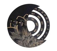9.6 Inch Wooden Wall Calendar, Creative Perpetual Calendar, Reusable Rotatable Disk Calendars, Home Office Desktop Ornament Decor Gift(Black)