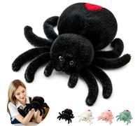 9.8in Black Spider Plush Toy with Big Eyes, Soft Halloween Plushie，Black | Fluffy spider plush filled with soft PP cotton, ideal for cuddling, Halloween déco, party displays and spooky gifting.