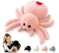 9.8in Black Spider Plush Toy with Big Eyes, Soft Halloween Plushie，Pink | Fluffy spider plush filled with soft PP cotton, ideal for cuddling, Halloween déco, party displays and spooky gifting.