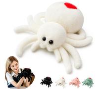 9.8in Black Spider Plush Toy with Big Eyes, Soft Halloween Plushie，White | Fluffy spider plush filled with soft PP cotton, ideal for cuddling, Halloween déco, party displays and spooky gifting.