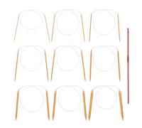 9 agujas de tejer, 1 aguja de ganchillo, varilla de tejer de bucle, agujas de tejer redondas de madera, agujas de tejer con tubo transparente, herramientas de punto, agujas de tejer de doble punta