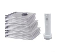 9 bolsas de almacenamiento al vacío, reutilizables y resistentes al desgarro, bolsas ahorradoras de espacio con bomba de vacío inalámbrica para ropa y ropa de cama