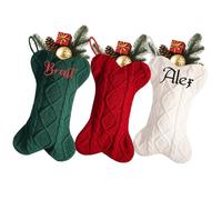 9 calcetines de Navidad divertidos personalizados con forma de hueso de 16.5 pulgadas con nombre, nombre bordado, medias de Navidad para árbol de Navidad