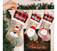 9 calcetines de Navidad personalizados de 18 pulgadas con Papá Noel, muñeco de nieve, alce, oso Claus, calcetines colgantes personalizados para chimenea, decoración de fiesta de Navidad