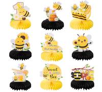 9 centros de mesa para fiesta de primer cumpleaños con diseño de abejorro para el primer día de la abeja, centros de mesa para baby shower, dulce como puede abeja, decoración de letreros (abeja