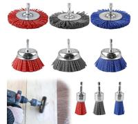 9 cepillos de nailon para taladro de 3 tamaños, cepillo de nailon para limpiar y eliminar la corrosión, pintura y óxido, cepillo de nailon con vástago hexagonal de 1/4 pulgadas