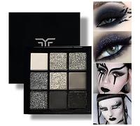 9 colores mate & Pearl Black eyeshadow palet, maquillaje de sombras de ojos ahumadas, sombras de ojos grises flash plateadas impermeables y sombras de ojos hiperpigmentadas de larga duración