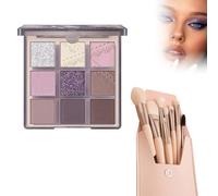9 Colorful Eyeshadow Palettes, Multi-purpose Makeup Palettes with 8 Brushes + Bolsa de Almacenamiento, Glossy & Matte Eyeshadow, No se Desprende Polvo, No se Corre, Apto para Todo Tipo de Maquillaje