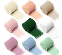 9 Colori di Nastro di Chiffon in Tessuto, 2,5 cm X 2,8 M, Nastro Con Nappe in Chiffon, Nastro in Chiffon, Adatto per Inviti di Nozze, Bouquet da Sposa, Confezioni Regalo, Fiocchi Fatti in Casa, Ecc