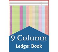 9 Column Color Ledger Book: 8.5 x 11" Colorful Accounting Ledger Book for Small Business and Personal Finance, Nine Column Ledger Notebook for Bookkeeping, 100 Pages