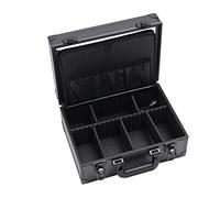 9 compartimentos de viaje cosméticos caja de almacenamiento portátil negro maquillaje maleta peluquería con 6 luces LED adecuado para el uso en apartamentos, hoteles, salones de belleza y otros