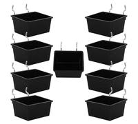 9 conjuntos Contenedor de Tablero Perforado Negro con Ganchos y etiquetas | Compartimentos Separados, Paredes Translúcidas, Hierro y Plástico, para Taller, Cocina o Reparación Electrónica