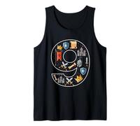 9º Cumpleaños Caballero Castillo 9 Años Niños Medieval Camiseta sin Mangas