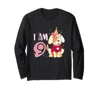 9 cumpleaños niña Perro Cachorros niños Soy 9 Manga Larga