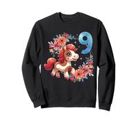 9º cumpleaños niña Poni Caballo Flores 9 años Sudadera