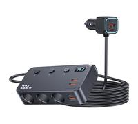 9 en 1 Cargador Mechero Coche, 226W Adaptador Mechero Coche a Enchufe con 3 Ranuras y 4 Puertos USB + Doble PD, con Interruptor Independiente, Pantalla de Voltaje LED