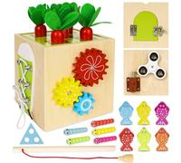 9 en 1 Cubo de Actividades Montessori, Cubo de Actividades Bebe 2 3 4 Años, Madera Juegos Sensoriales Educativos, Clasificador de Formas de para Bebés de 6 a 12 Meses, Regalo para Niños Niñas