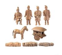 9 figuras de terracota del ejército en miniatura, estatuas antiguas de resina, decoración de escritorio para estanterías, decoración de oficina, juego de decoración histórica para el hogar