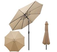 9 Ft Outdoor Table Umbrella Patio Market Umbrella with Tilt and Crank Table Umbrellas Sun Protection Waterproof, Metal Pole 1.5in with 8 Ribs, Without Base Sunshade for Balcony