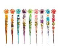 9 ganchos de ganchillo de aluminio con estampado de flores de gatito para suéter, bufanda, manta, hilo, manualidades, flores, colofonia, aguja de ganchillo, 9 unidades