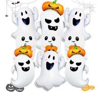 9 globos de aluminio de Halloween con calabaza fantasma, globos de Mylar para decoraciones de Halloween al aire libre e interior, decoraciones de fantasma, fiesta temática de terror