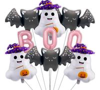 9 globos de Halloween, bonitas letras rosas, globos de murciélago fantasma para decoraciones de fiesta de Halloween, suministros de decoración de fiesta de boda