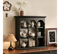 9-Grid Coffee Mug Display Rack, Wall Mounted Wooden Cup Storage Shelf | Solid Wood, Easy Wall Installation, Home Decor, Kitchen Countertop Organizer(Black,L47*H49cm/18.5*19.3in)