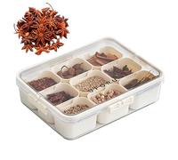 9 Grid Condiment Storage, Large Capacity Spices Box, Multifunctional Salt and Sugar Container, Compact Stylish Clear Lightweight Spices Organizer for Kitchen, Color: Elegant White, Cream White