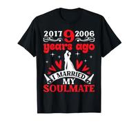 9 Hace años Me casé con mi Alma Gemela Aniversario de Boda Pareja Camiseta