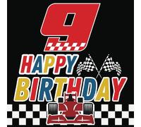 9 Happy Birthday: Birthday Guest Book Racing Car & Checkered Flag Theme Party for a 9th Years Old Party Keepsake Birthday Wishes and Messages for Girls, 50 Guests, 8.5x8.5 Inches