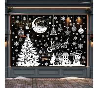 9 hojas de pegatinas de ventana de Navidad autoadhesivas, decoración de ventana de Navidad blanca reutilizable, decoración de ventana de copos de nieve de PVC, pegatina de ventana (A)