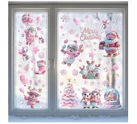 9 Hojas Pegatinas Navidad Ventanas Cristal, Autocollant Noel Fenetre Electrostatique, Décor pour Fenêtre en PVC Aquarelle Flocons de Neige pour DIY Décor Fenêtre, Vitrines, Façades en Verre (Rosa)