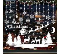 9 Hojas Pegatinas Navidad Ventanas, Vinilo Ventanas Navidad, Copos Nieve Papá Noel Renos Stickers Navideño, Pegatinas Decoracion para Escaparates Cristal Puertas Hogar