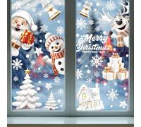 9 Hojas Pegatinas Navidad Ventanas, Vinilo Ventanas Navidad, Copos Nieve Papá Noel Stickers Navideño, Pegatinas Decoracion para Escaparates Cristal Puertas Hogar