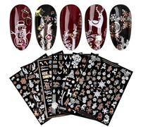 9 Hojas Pegatinas Para Uñas Navidad Copo de nieve blanco oro rosa árbol invierno Autoadesiva Nail Art Stickers Decoración