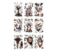 9 Hojas Pegatinas Sangre Halloween, Calcomanías de Ventana de Terror, Sangriento Huella para Espejos, Bañera, Puerta, Casa Embrujada, Fiesta de Terror, Pegatinas Sangrientas Reutilizables